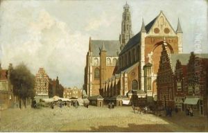 A Market By The St Bavo Church, Haarlem