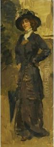 Sophie De Vries In An Elegant Dress by Isaac Lazarus Israels