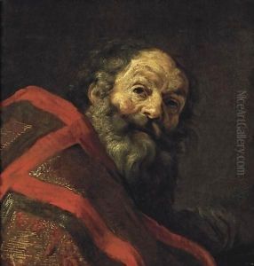 Figure Of A Bearded Man, Head And Shoulders, Wearing A Cope, Possibly One Of The Four Fathers Of The Church by Claude Vignon