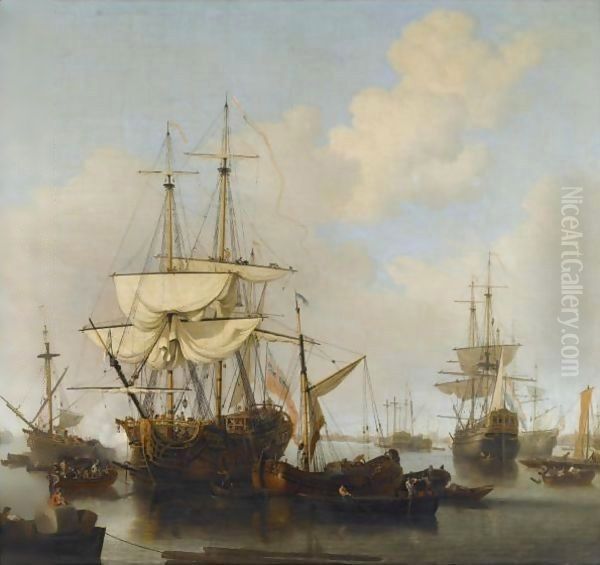 Shipping At Anchor In The Thames Estuary, Near Wapping - view 1