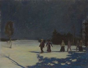 Snowshoeing By Moonlight by James Edward Hervey MacDonald