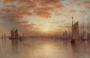 Sunset Over New York Bay by Sanford Robinson Gifford