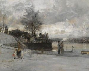 Quai Au Bord De La Seine, Paris by Luigi Loir