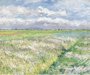 Les Champs, Plaine De Gennevilliers, Etude En Jaune Et Vert by Gustave Caillebotte