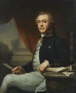 Portrait Of A Knight Of The Order Of Saint John (Malta) Seated Beside A Stone Ledge by Gaspare Landi