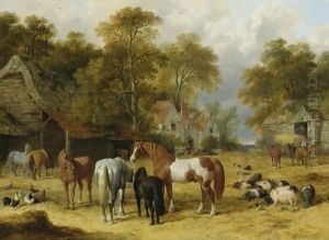 A Farmyard by John Frederick Herring Snr
