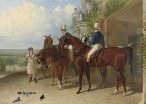 A Change Of Horses Waiting For The Arrival Of A Coach Outside An Inn