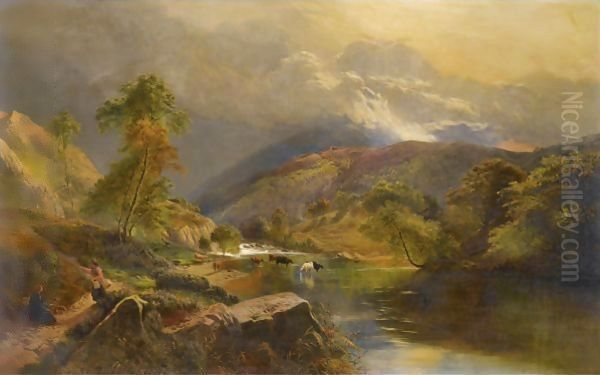 Figures Resting Beside A Highland Loch - view 1