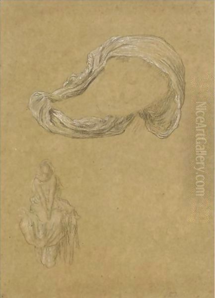 Five Drapery Studies For 'Captive Andromache', One Also Used For 'Electra' - view 1