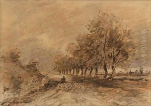Landscape With A Shepherd And His Flock by John Constable