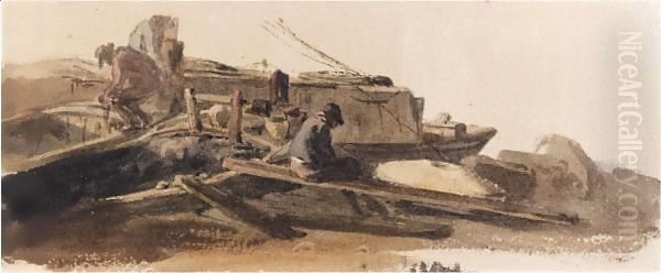 A Study Of Figures Working Amongst Boats - view 1