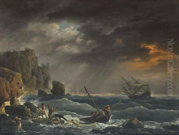 A Mediterranean Coastal Scene With A Shipwreck - view 1