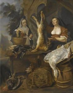 A Woman Selling Game From A Stall by Gabriel Metsu
