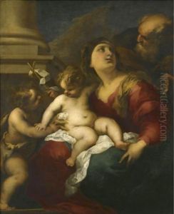 The Holy Family With The Infant St John The Baptist by Valerio Castello