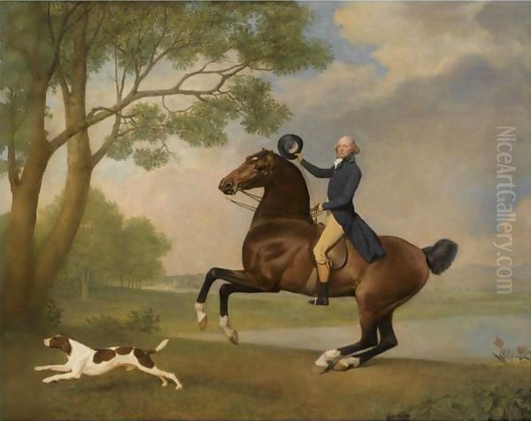 Portrait Of Baron De Robeck Riding A Bay Hunter - view 1