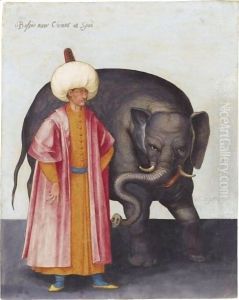 A Turbanned Pasha With An Elephant by Jacopo Ligozzi