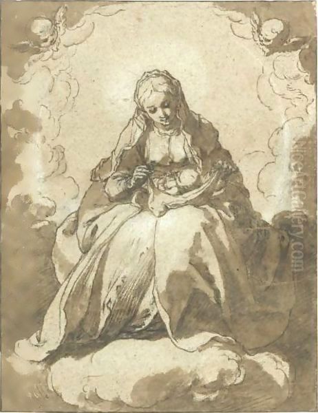 The Madonna Seated On The Crescent Moon, The Christ Child On Her Lap - view 1