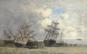 Portrieux. Bateaux Echoues. Maree Basse