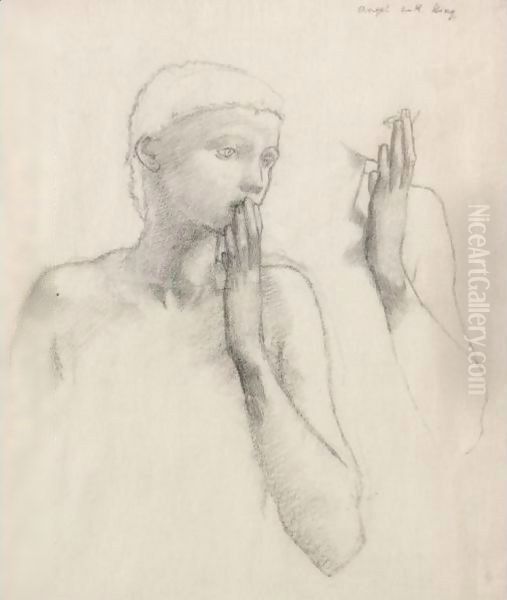 Study Of A Figure With Raised Hand - view 1