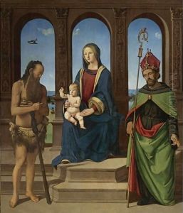 The Madonna And Child Enthroned With Saints Onophrius And Augustine