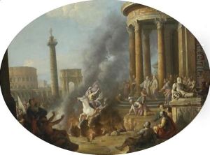 The Death Leap Of Marcus Curtius by Antonio Joli