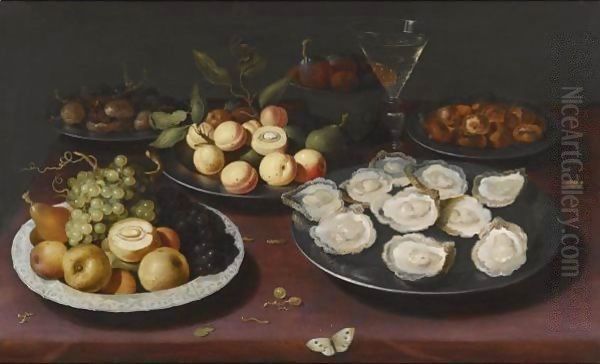 Still Life Of Fruit And A Plate Of Oysters - view 1