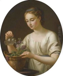 A Young Woman Watering A Pot Of Flowers, La Jeune Athenienne A Young Woman Watering A Pot Of Flowers, La Jeune Athenienne
