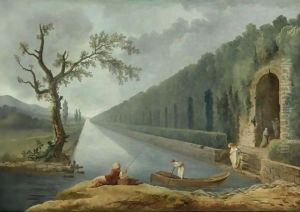 Garden Scene With A Canal by Hubert Robert