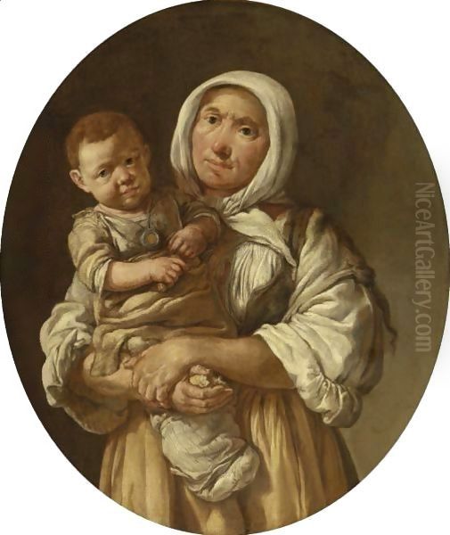 A Peasant Mother With Her Child In Her Arms - view 1