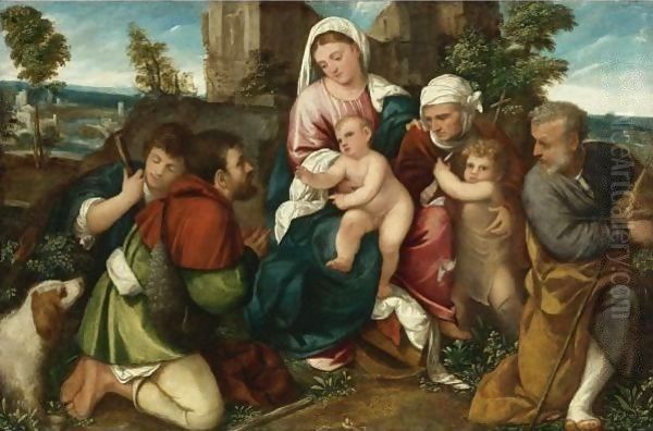 Holy Family With Saint Elizabeth, The Infant St. John, And Two Shepherds - view 1