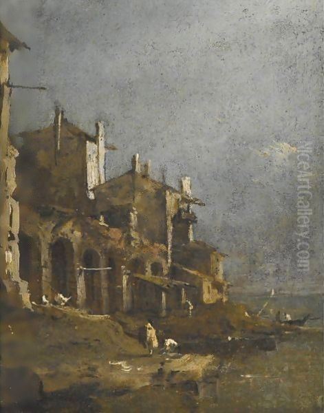 A Capriccio Coastal Landscape With Figures On The Shore Beneath An Arcade - view 1