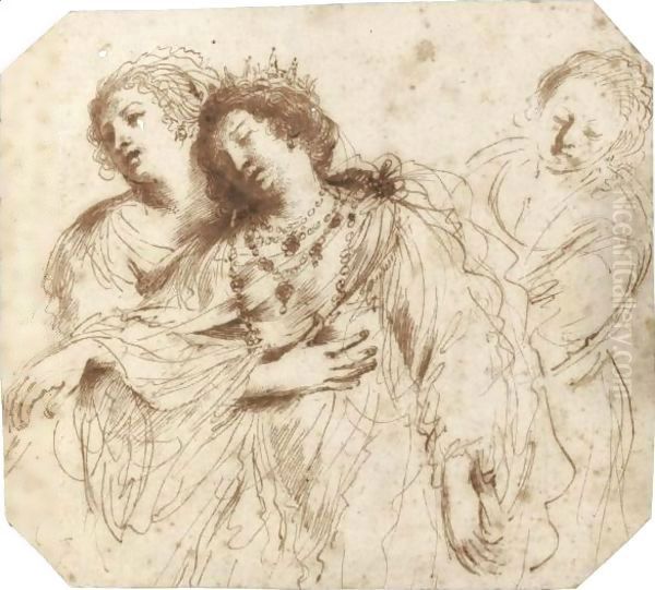 Queen Esther Supported By Her Attendants - view 1