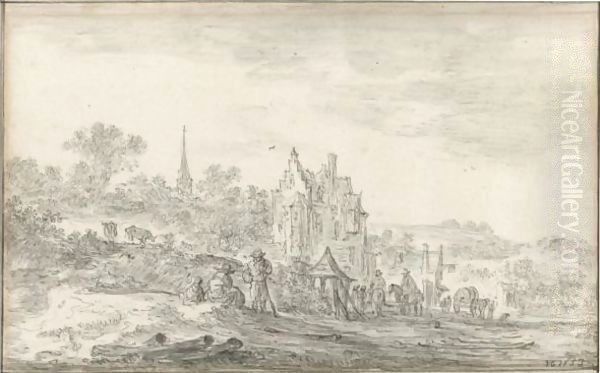 Landscape With Travellers Resting At The Edge Of A Village - view 1