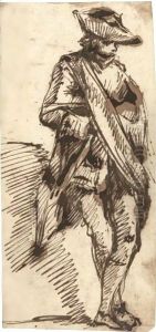 A Standing Gentleman Wearing A Tricorn Hat