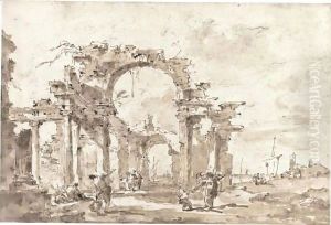 An Architectural Capriccio 2 by Francesco Guardi