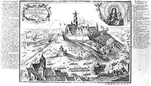 The monastery of Jasna Gora, Czestochowa, under siege by Swedish forces in 1655 The monastery of Jasna Gora, Czestochowa, under siege by Swedish forces in 1655