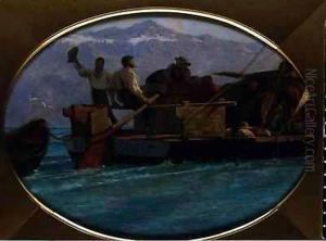 Luggage boat on Lake Geneva by F.L.D. Bocion