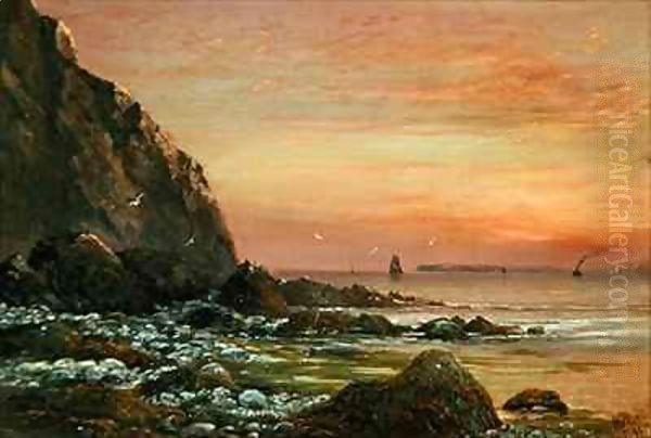 Seascape with Cliff at Sunset - view 1