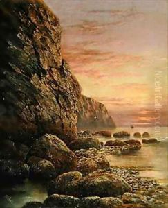 Seascape with Cliff at Sunset 2 by Lady Anne Blunt