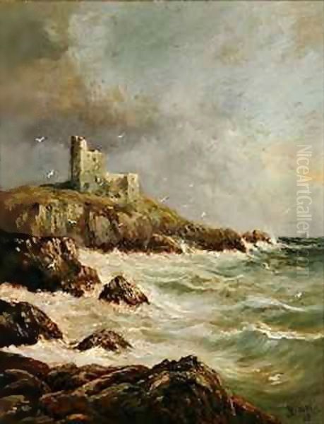 Ruined Castle on Rocky Shore - view 1