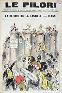 Cover of 'Le Pilori' depicting General Boulanger (1837-91) 'taking' the Bastille by J. Blass