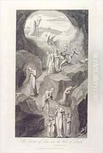 The Descent of Man into the Vale of Death by William Blake