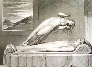 The soul hovering over the body reluctantly parting with life by William Blake
