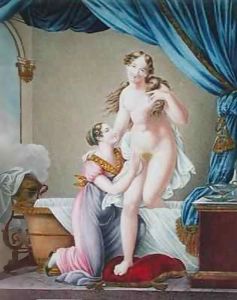 Woman Getting Out of her Bath, assisted by her Maid by Blaizot