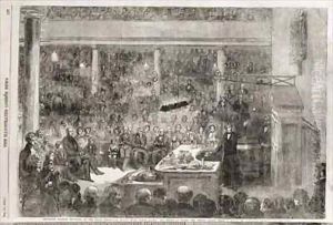 Michael Faraday (1791-1867) delivering his Christmas lecture on 27 December 1855 before Prince Albert (1819-61), Prince of Wales (later Edward VII) (1841-1910) and Prince Alfred by Alexander Blaikley
