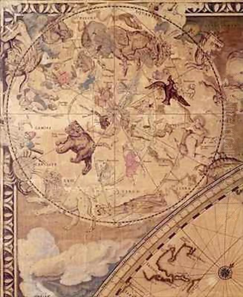 Top left section of 'Nova Totius Terrarum Orbis Tabula' (World Map) showing Astrological Signs of the Zodiac - view 1