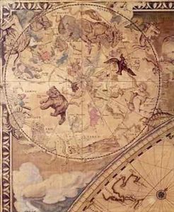Top left section of 'Nova Totius Terrarum Orbis Tabula' (World Map) showing Astrological Signs of the Zodiac