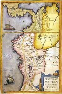 Map of the gold-bearing regions in Peru