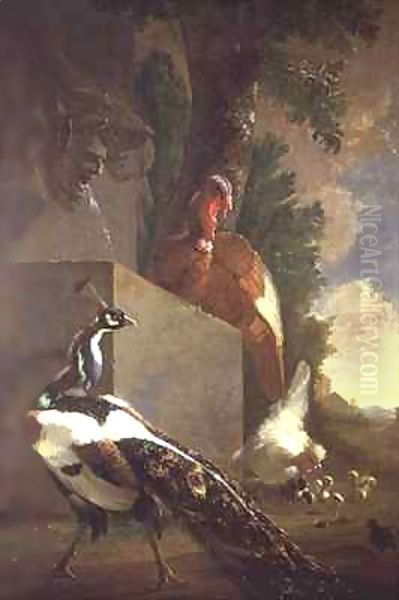 Birds by a Fountain - view 1
