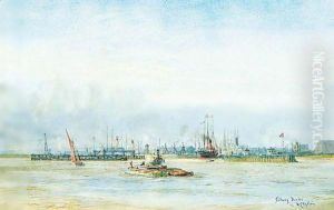 Allan Liner Entering Tilbury Docks by William Lionel Wyllie